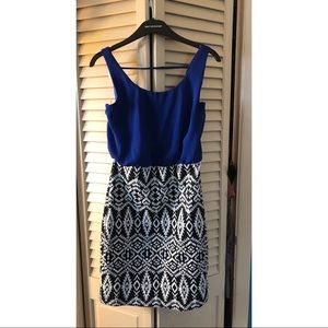 Royal Blue and Patterned Party Dress size M